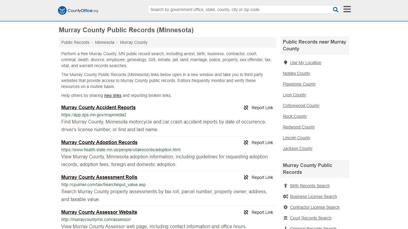 Public Records - Murray County, MN (Business, Criminal, GIS, Property ...
